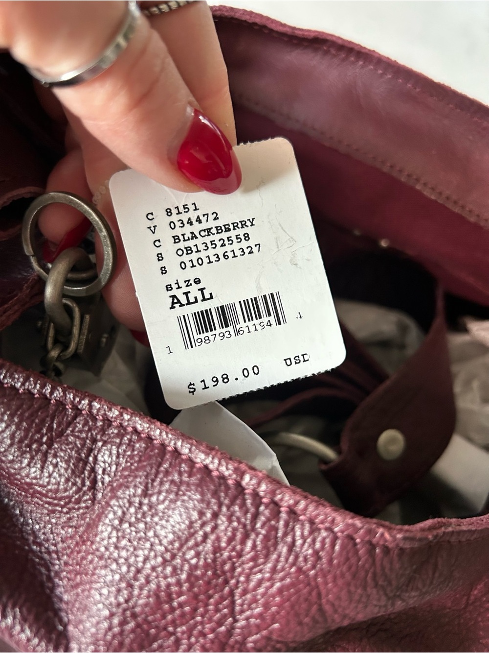We The Free Leigh Distressed Hobo-Blackberry w/ Micro Emerson & Strawberry Charm - Picture 10 of 16
